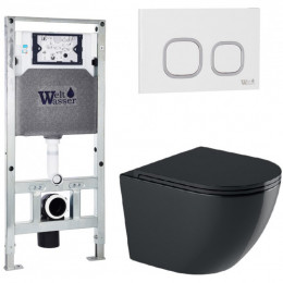 Подвесной унитаз с инсталляцией WeltWasser Amberg 506 ST / Merzbach 043 GL-BL / Amberg RD-WT 10000012194 черный глянцевый