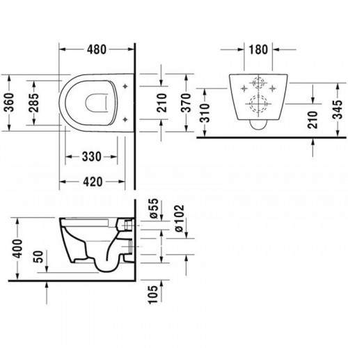 Подвесной унитаз Duravit ME by Starck 2530090000 безободковый