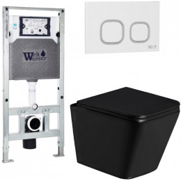 Подвесной унитаз с инсталляцией Weltwasser Amberg 506 ST / Gelbach 043 GL-BL / Amberg RD-WT 10000011949 черный глянцевый