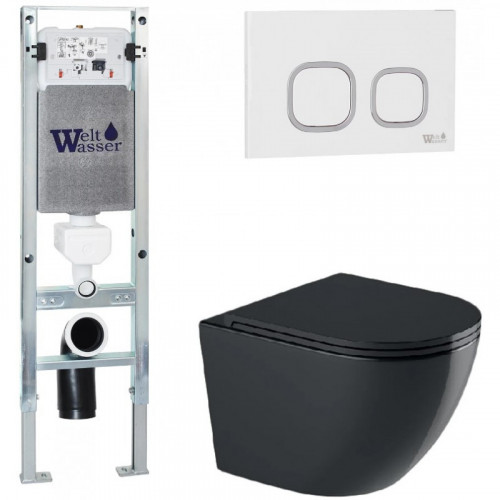 Подвесной унитаз с инсталляцией WeltWasser Amberg 350 ST / Merzbach 041 XL MT-BL / Amberg RD-WT 10000010931 черный матовый
