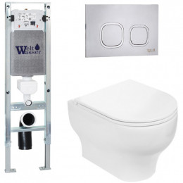Подвесной унитаз с инсталляцией WeltWasser Amberg 350 ST / Erlenbach 004 GL-WT / Amberg RD-MT CR 10000006507 белый глянец