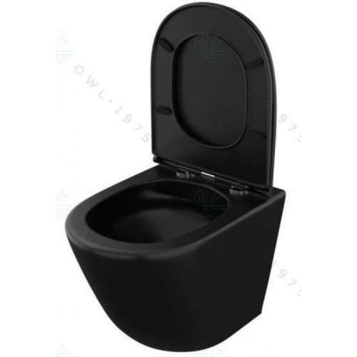 Унитаз подвесной безободковый OWL Vind Cirkel-H Matt Black OWLT190305 с сиденьем DP микролифт