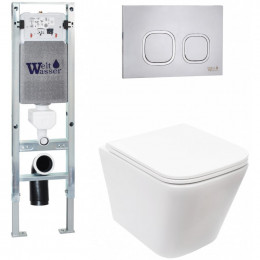 Подвесной унитаз с инсталляцией Weltwasser Amberg 350 ST / Gelbach 043 MT-WT / Amberg RD-MT CR 10000011888 белый матовый