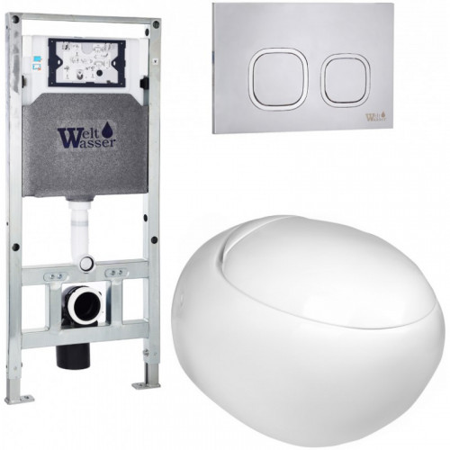 Подвесной унитаз с инсталляцией WeltWasser Amberg 506 ST / Jeckenbach 004 GL-WT / Amberg RD-MT CR 10000006889 белый глянец