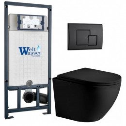 Подвесной унитаз с инсталляцией WeltWasser Marberg 507 / Merzbach 043 XL MT-BL / MAR 507 SE MT-BL 10000014152 черный матовый