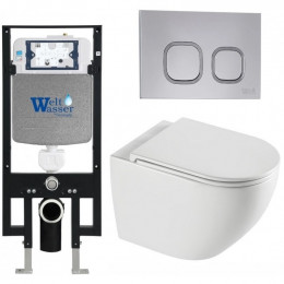 Подвесной унитаз с инсталляцией WeltWasser Amberg 497 / Merzbach 043 XL GL-WT / Amberg RD-CR 10000013767 белый глянцевый