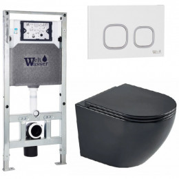 Подвесной унитаз с инсталляцией WeltWasser Amberg 506 ST / Merzbach 043 MT-BL / Amberg RD-WT 10000011348 черный матовый