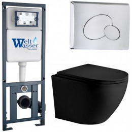 Подвесной унитаз с инсталляцией WeltWasser Marberg 410 / Merzbach 043 XL MT-BL / MAR 410 RD-CR 10000014143 черный матовый