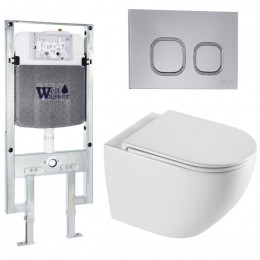 Подвесной унитаз с инсталляцией WeltWasser Amberg 497 ST / Merzbach 043 XL GL-WT / Amberg RD-CR 10000013772 белый глянцевый