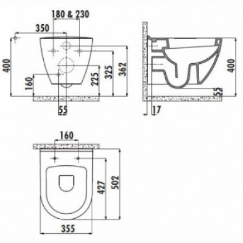 Унитаз подвесной с биде Creavit Free FE320-00CM00E-0000 капучино