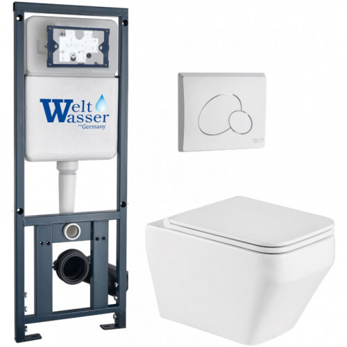 Подвесной унитаз с инсталляцией WeltWasser Marberg 410 / Hofbach 041 GL-WT / MAR 410 RD GL-WT 10000011676 белый глянец