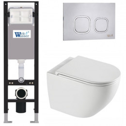 Подвесной унитаз с инсталляцией WeltWasser Amberg 350 / Merzbach 043 XL GL-WT / Amberg RD-MT CR 10000013758 белый глянцевый