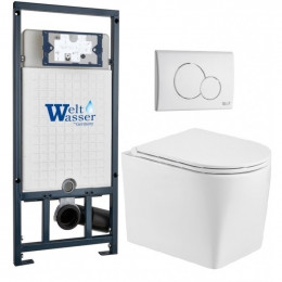 Подвесной унитаз с инсталляцией WeltWasser Marberg 507 / Nesenbach 004 GL-WT / MAR 507 RD GL-WT 10000011723 белый глянцевый
