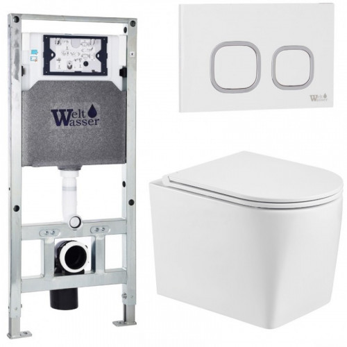 Подвесной унитаз с инсталляцией WeltWasser Amberg 506 ST / Nesenbach 004 GL-WT / Amberg RD-WT 10000008939 белый глянцевый