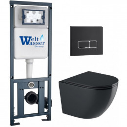 Подвесной унитаз с инсталляцией WeltWasser Marberg 410 / Merzbach 043 GL-BL / MAR 410 SE MT-BL 10000012198 черный глянцевый