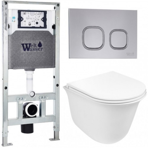 Подвесной унитаз с инсталляцией WeltWasser Amberg 506 ST / Telbach 004 GL-WT / Amberg RD-CR 10000006940 белый глянцевый