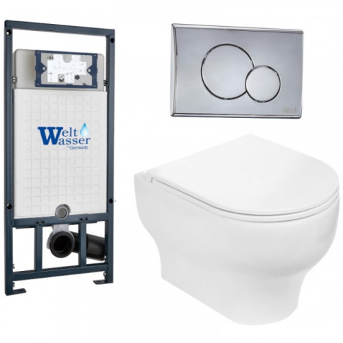 Подвесной унитаз с инсталляцией WeltWasser Marberg 507 / Erlenbach 004 GL-WT / MAR 507 RD 10000006954 белый глянец