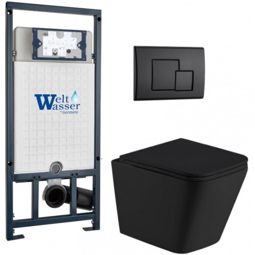 Подвесной унитаз с инсталляцией Weltwasser Marberg 507 / Gelbach 043 MT-BL / MAR 507 SE MT-BL 10000012007 черный матовый