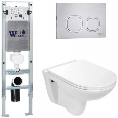 Подвесной унитаз с инсталляцией Weltwasser Amberg 350 ST / Baarbach 004 GL-WT / Amberg RD-MT CR 10000006502 белый глянец