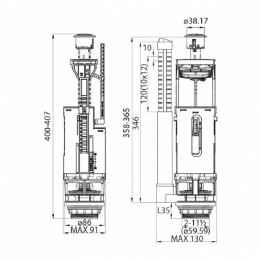 Двухуровневая арматура Iddis F012400-01K, с клапаном и нижним подводом воды