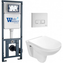 Подвесной унитаз с инсталляцией WeltWasser Marberg 410 / Baarbach 004 GL-WT / MAR 410 SE GL-WT 10000010332 белый глянец