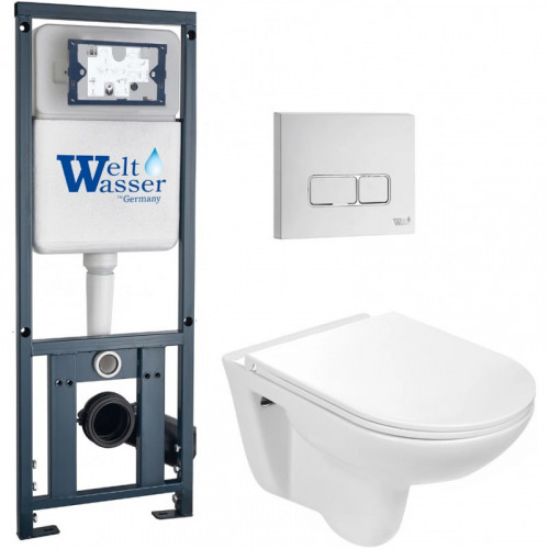 Подвесной унитаз с инсталляцией WeltWasser Marberg 410 / Baarbach 004 GL-WT / MAR 410 SE GL-WT 10000010332 белый глянец