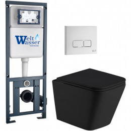 Подвесной унитаз с инсталляцией Weltwasser Marberg 410 / Gelbach 043 MT-BL / MAR 410 SE GL-WT 10000011999 черный матовый