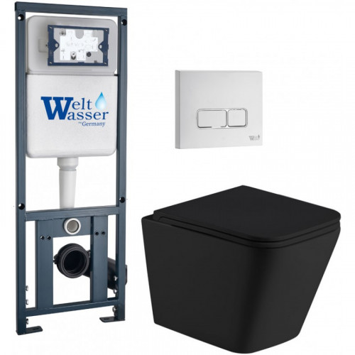Подвесной унитаз с инсталляцией Weltwasser Marberg 410 / Gelbach 043 MT-BL / MAR 410 SE GL-WT 10000011999 черный матовый