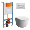 Унитаз с инсталляцией Vitra Sento 9830B003-7212 с сиденьем микролифт и клавишей глянцевый хром