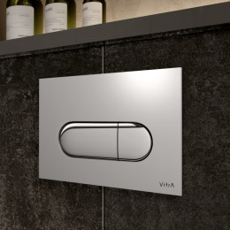 Унитаз с инсталляцией Vitra Sento 9830B003-7212 с сиденьем микролифт и клавишей глянцевый хром
