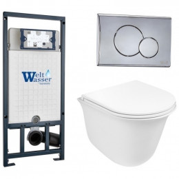 Подвесной унитаз с инсталляцией WeltWasser Marberg 507 / Telbach 004 GL-WT / MAR 507 RD-CR 10000006994 белый глянцевый