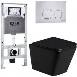 Подвесной унитаз с инсталляцией Weltwasser Amberg 506 ST / Gelbach 043 GL-BL / Amberg RD-MT CR 10000011948 черный глянцевый