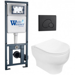 Подвесной унитаз с инсталляцией WeltWasser Marberg 410 / Erlenbach 004 GL-WT / MAR 410 RD MT-BL 10000010375 белый глянец