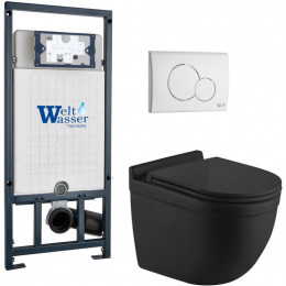 Подвесной унитаз с инсталляцией WeltWasser Marberg 507 / Heimbach 043 MT-BL / MAR 507 RD GL-WT 10000012254 черный матовый