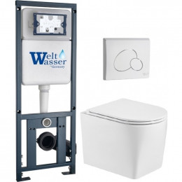 Подвесной унитаз с инсталляцией WeltWasser Marberg 410 / Nesenbach 004 GL-WT / MAR 410 RD GL-WT 10000011719 белый глянцевый