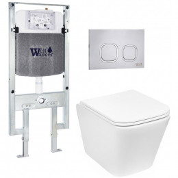 Подвесной унитаз с инсталляцией Weltwasser Amberg 497 ST / Gelbach 043 GL-WT / Amberg RD-MT CR 10000011858 белый глянцевый