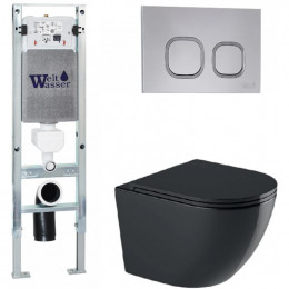 Подвесной унитаз с инсталляцией WeltWasser Amberg 350 ST / Merzbach 041 XL MT-BL / Amberg RD-CR 10000010929 черный матовый