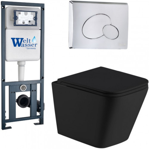 Подвесной унитаз с инсталляцией Weltwasser Marberg 410 / Gelbach 043 MT-BL / MAR 410 RD CR 10000011995 черный матовый