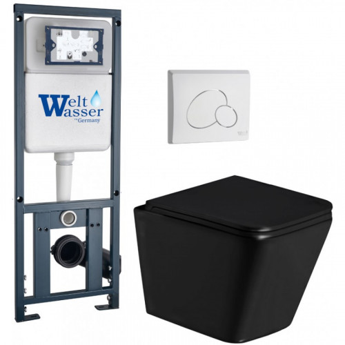 Подвесной унитаз с инсталляцией Weltwasser Marberg 410 / Gelbach 043 GL-BL / MAR 410 RD GL-WT 10000011952 черный глянцевый