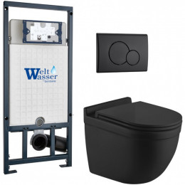Подвесной унитаз с инсталляцией WeltWasser Marberg 507 / Heimbach 043 MT-BL / MAR 507 RD MT-BL 10000012255 черный матовый