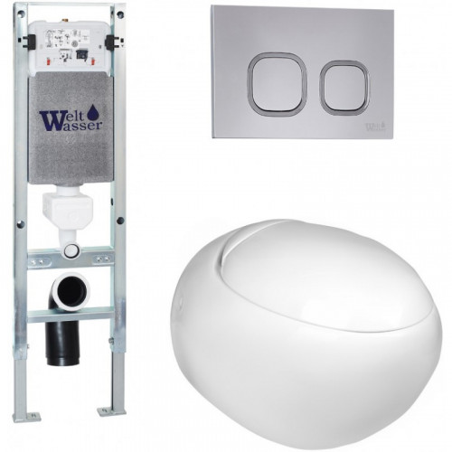 Подвесной унитаз с инсталляцией WeltWasser Amberg 350 ST / Jeckenbach 004 GL-WT / Amberg RD-CR 10000006535 белый глянец