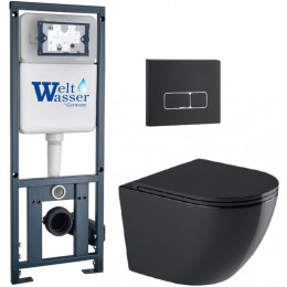 Подвесной унитаз с инсталляцией WeltWasser Marberg 410 / Merzbach 041 XL MT-BL / MAR 410 SE MT-BL 10000010958 черный матовый