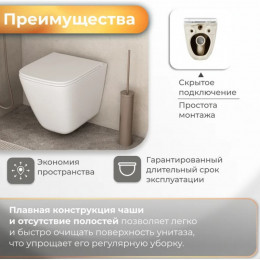 Унитаз с инсталляцией Grossman 97.4479SQC.01.310 с золотой клавишей смыва