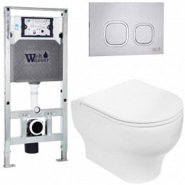 Подвесной унитаз с инсталляцией WeltWasser Amberg 506 ST / Erlenbach 004 GL-WT / Amberg RD-MT CR 10000006861 белый глянец