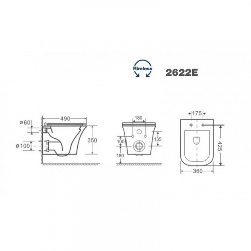 Унитаз подвесной Cerutti SPA Arno Aria 2622E 7839