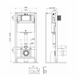 Комплект подвесного унитаза с инсталляцией Am.Pm Spirit V2.0 IS49038.701700MB с сиденьем и черной клавишей смыва, черный матовый