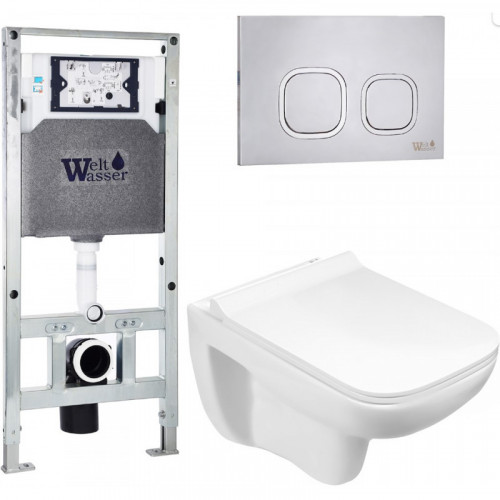 Подвесной унитаз с инсталляцией WeltWasser Amberg 506 ST / Kehlbach 004 GL-WT / Amberg RD-MT CR 10000006893 белый глянец
