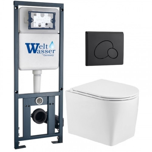 Подвесной унитаз с инсталляцией WeltWasser Marberg 410 / Nesenbach 004 GL-WT / MAR 410 RD MT-BL 10000011720 белый глянцевый