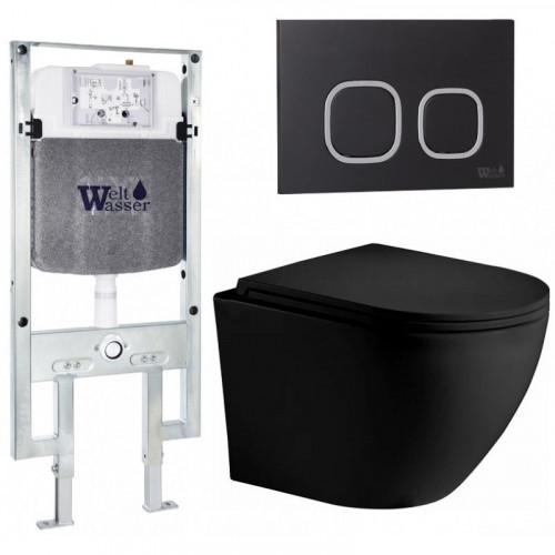 Подвесной унитаз с инсталляцией WeltWasser Amberg 497 ST / Merzbach 043 XL MT-BL / Amberg RD-BL 10000014112 черный матовый