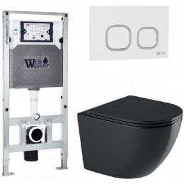 Подвесной унитаз с инсталляцией WeltWasser Amberg 506 ST / Merzbach 041 XL MT-BL / Amberg RD-WT 10000010946 черный матовый
